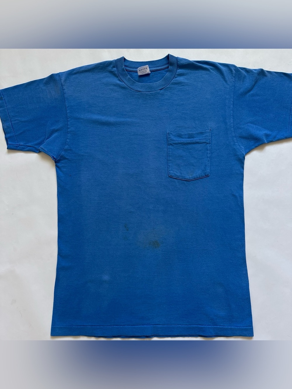 Vintage single stitch sun faded pocket tee blu large americana heritage wear